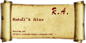 Rehák Alex névjegykártya